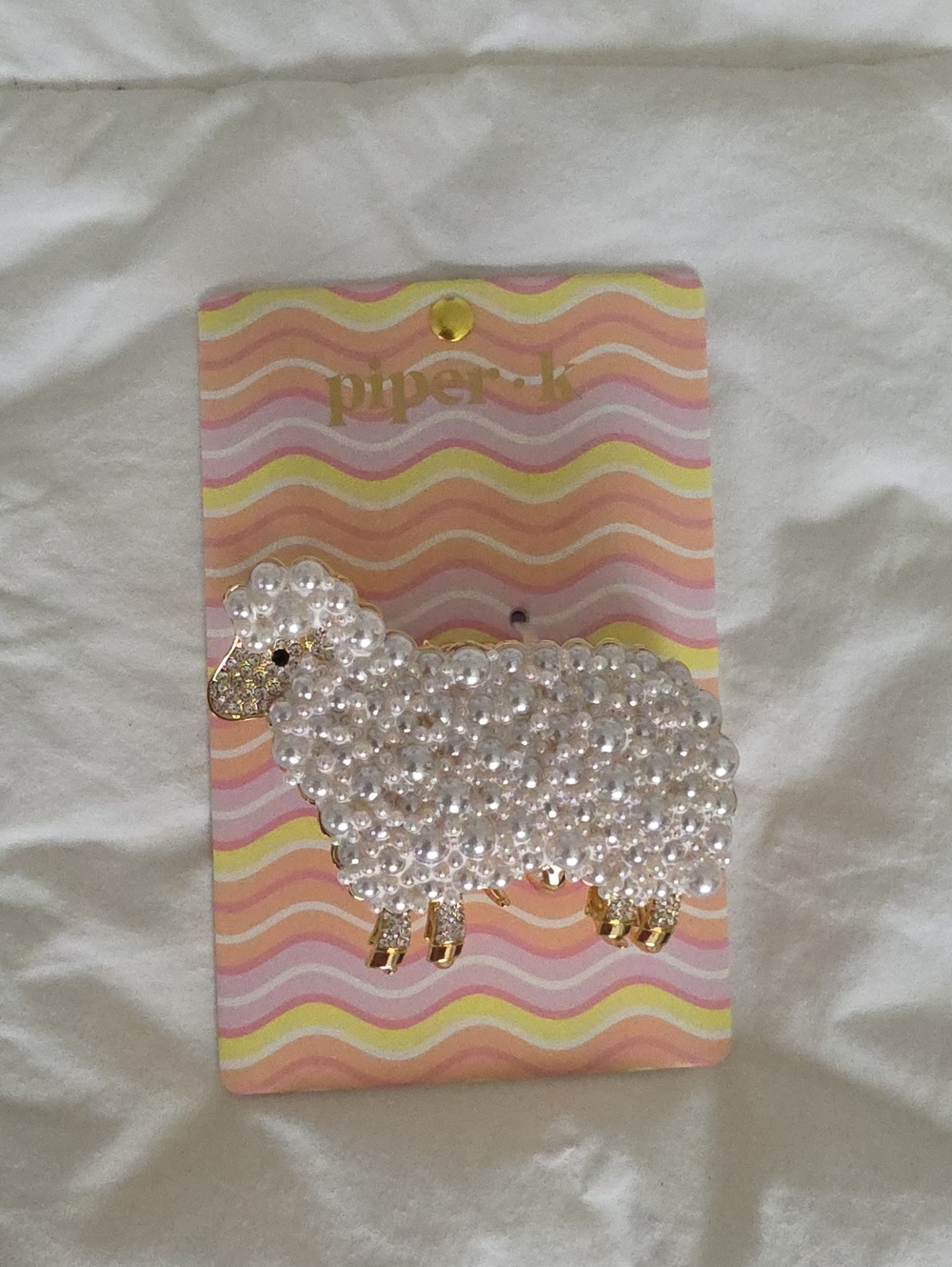 Piper & I Pearl Sheep Hair Clip - White and Gold